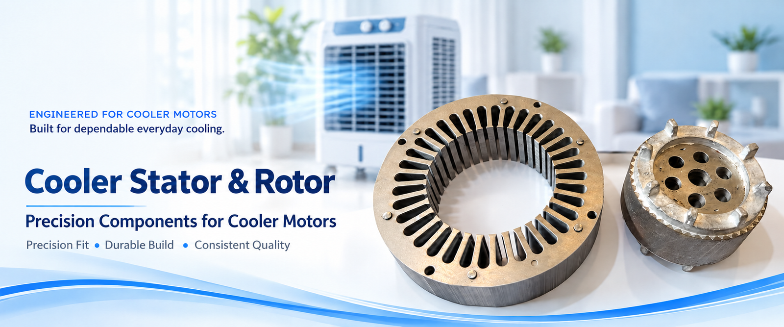 Cooler motor components: 110 mm and 100 mm stators for air cooler motors