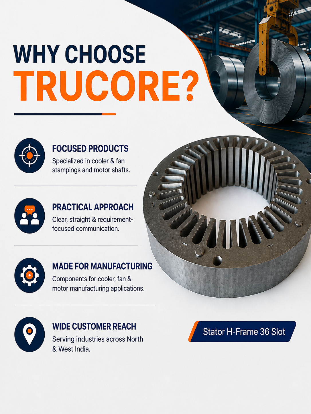Steel coils and industrial handling equipment inside a manufacturing facility